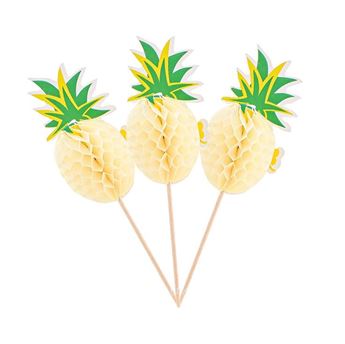 Imagens de Decoración Palitos Cóctel Piña Tropical 14cm (6 unidades)