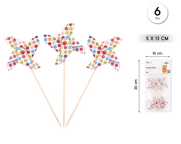 Imagen de Pinchos Molinillo de Viento Cóctel 13cm (6 unidades)