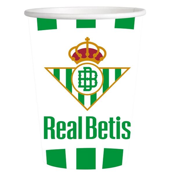 Imagen de Vasos Fútbol Real Betis cartón 250ml (8 unidades)