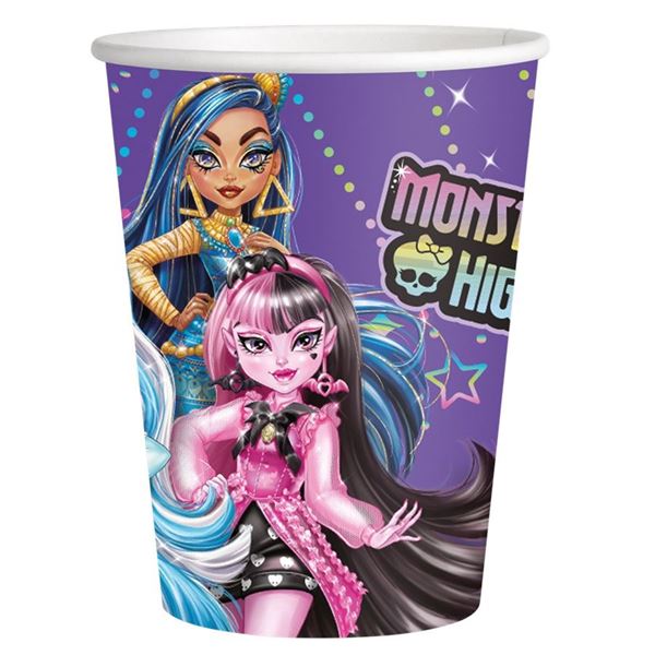 Imagen de Vasos Monster High cartón 250ml (8 unidades)