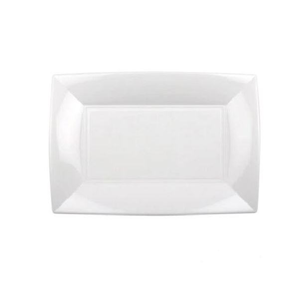 Imagen de Platos Rectangulares Blancos Reutilizables Pack 3 uds (34,5 x 23 cm)