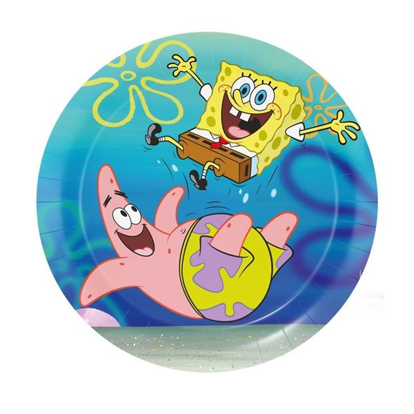 Imagen de Platos Bob Esponja Fiesta cartón 18cm (8 unidades)