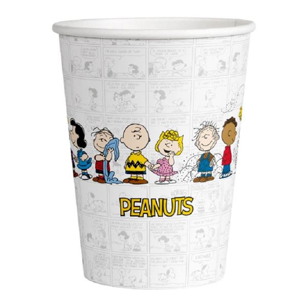 Imagen de Vasos Snoopy Peanuts cartón 250ml (12 unidades)