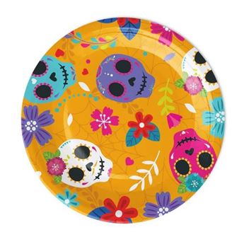 Imagen de Platos Fiesta Día de los Muertos cartón 18cm (6 unidades)