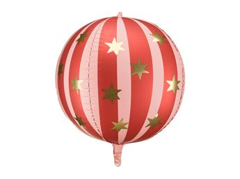 Imagen de Globo Esférico Rojo y Estrellas Foil (75cm)