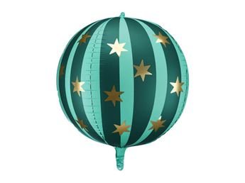 Imagen de Globo esférico Verde y estrellas Foil (75cm)