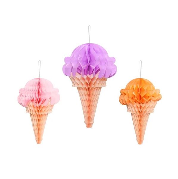 Imagen de Decoración Colgante Helados Mix papel (3 unidades)