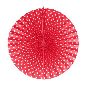 Imagen de Rosetón de papel rojo con lunares 30cm (1ud)