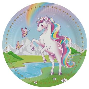 Imagen de Platos Unicornio Dreams cartón 23cm (8 unidades)