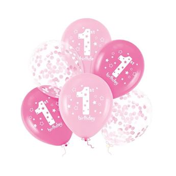 Imagen de Globos Un Añito Rosa para Cumpleaños Látex (6 unidades)