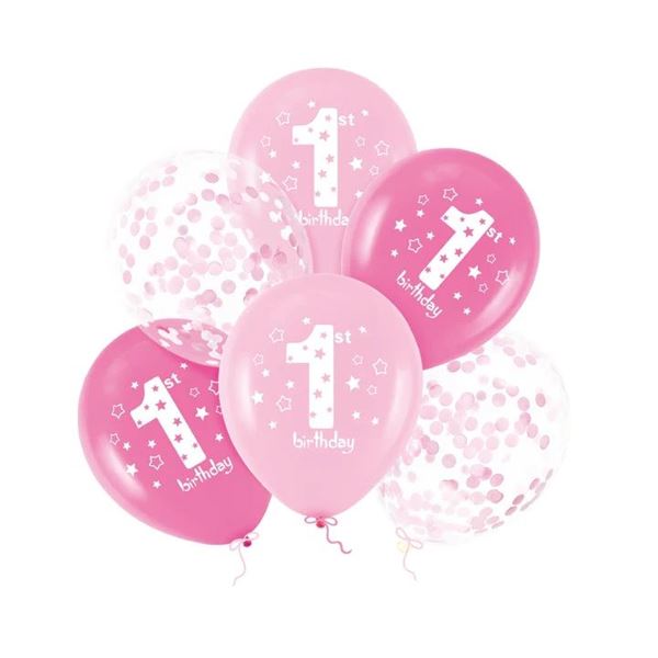 Imagen de Globos Un Añito Rosa para Cumpleaños Látex (6 unidades)