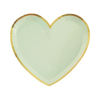 Imagens de Platos Forma Corazón Verde Oliva cartón 22.5cm (10 unidades)