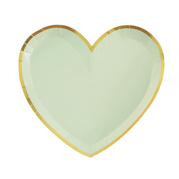 Imagen de Platos Forma Corazón Verde Oliva cartón 22.5cm (10 unidades)