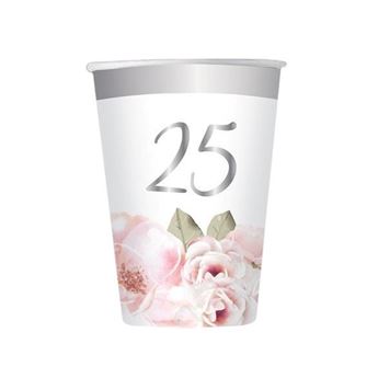 Picture of Vasos Floral 25 Aniversario cartón 250ml (8 unidades)