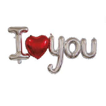 Picture of Globo "I Love You" Plateado y Rojo (123cm x 45cm)