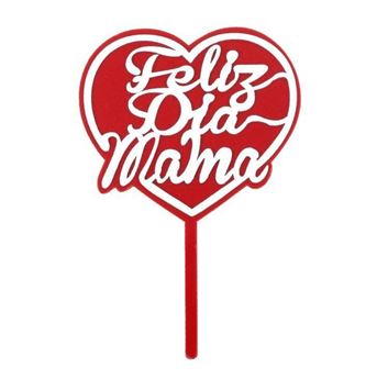 Imagen de Topper Feliz Día Mamá Rojo (15cm)