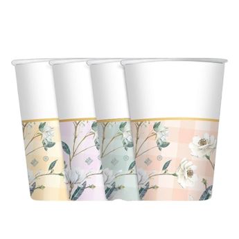 Imagen de Vasos Floral Vichy cartón 250ml (8uds)