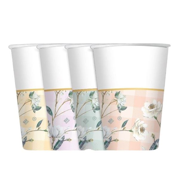 Imagens de Vasos Floral Vichy cartón 250ml (8uds)