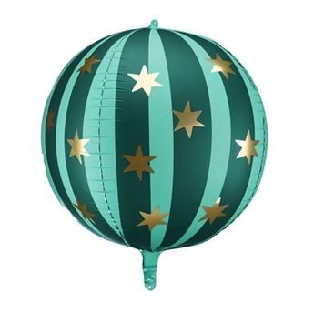 Imagen de Globo Esférico Verde y Estrellas Foil (75cm)