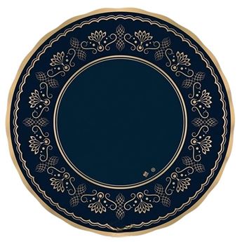 Imagen de Platos Royal Blue Gold Cartón 25cm (6uds)