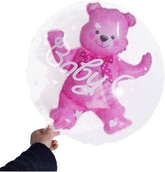 Picture of Globo Bubble Osito Baby Girl Rosa 60 cm