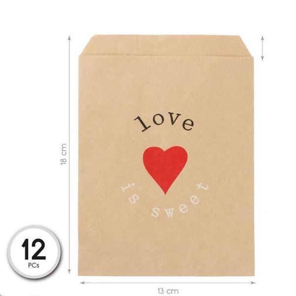 Imagen de Bolsas Papel Kraft Love is Sweet (12 unidades)